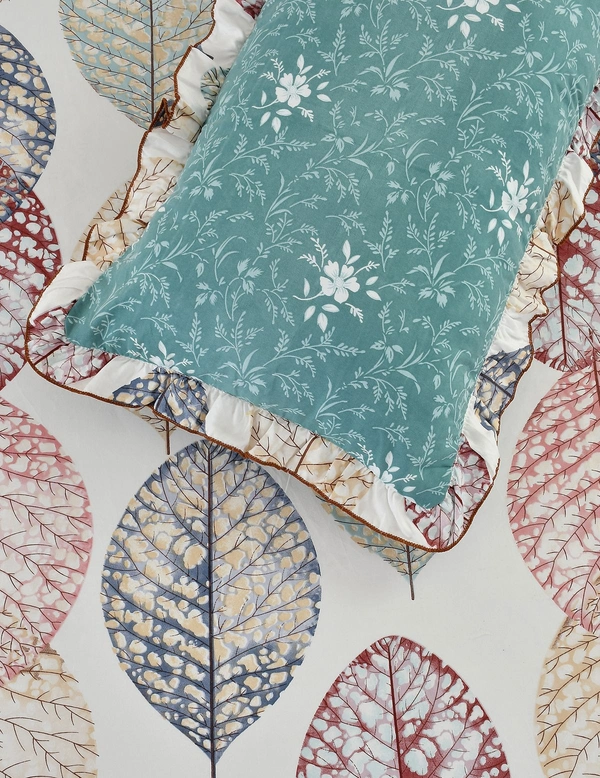 MORADO Glace Cotton King Size Bedsheet with 2 Pillow Covers with Frill (108x108, Inches) - 108x108 Inches, Offwhite