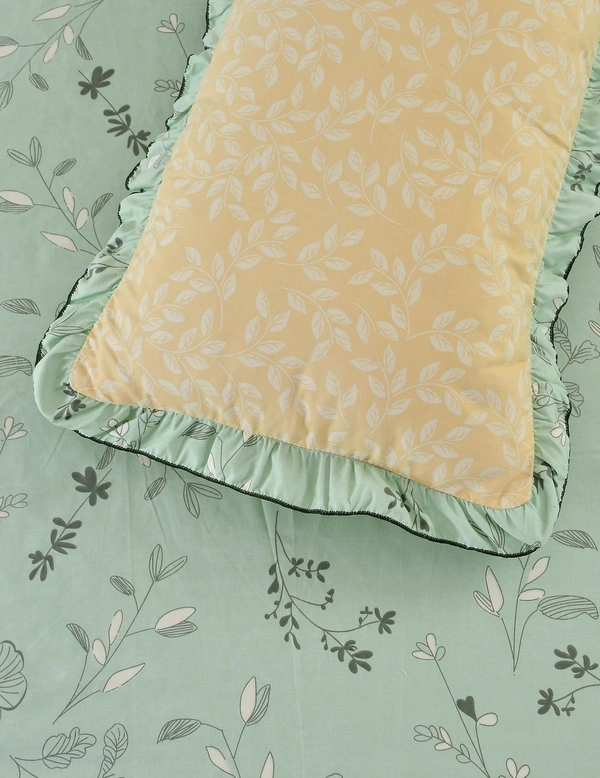 MORADO Glace Cotton King Size Bedsheet with 2 Pillow Covers with Frill (108x108, Inches) - 108x108 Inches, Green