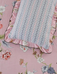 MORADO Glace Cotton King Size Bedsheet with 2 Pillow Covers with Frill (108x108, Inches) - 108x108 Inches, Pink