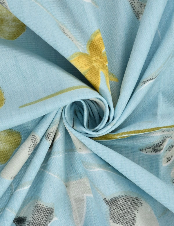 MORADO Glace Cotton 5 Pcs Frill Bedding Set | Double Bed Size Bedsheet With 2 Pillow Covers And 2 Filled Cushions (108x108 Inches - Blue) - 108x108 Inches, Blue