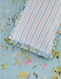 MORADO Glace Cotton King Size Bedsheet with 2 Pillow Covers with Frill (108x108, Inches) - 108x108 Inches, Blue