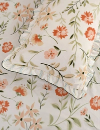 MORADO Glaace Cotton 5 Pcs Frill Bedding Set | Double Bed Size Bedsheet with 2 Pillow Covers and 2 Filled Cushions (90x100 Inches - Offwhite) - 90x100 Inches, Offwhite