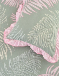 MORADO Glace Cotton 5 Pcs Frill Bedding Set | Double Bed Size Bedsheet with 2 Pillow Covers and 2 Filled Cushions (90x100 Inches - Green) - 90x100 Inches, Green