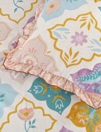 MORADO Glace Cotton 5 Pcs Frill Bedding Set | Double Bed Size Bedsheet with 2 Pillow Covers and 2 Filled Cushions (90x100 Inches - Purple) - 90x100 Inches, Puprle