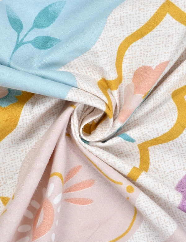 MORADO Glace Cotton 5 Pcs Frill Bedding Set | Double Bed Size Bedsheet with 2 Pillow Covers and 2 Filled Cushions (90x100 Inches - Purple) - 90x100 Inches, Puprle