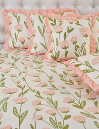 MORADO Glace Cotton 5 Pcs Frill Bedding Set | Double Bed Size Bedsheet with 2 Pillow Covers and 2 Filled Cushions (90x100 Inches - Off White) - 90x100 Inches, Offwhite