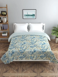 MORADO Glace Cotton Double Bed Size Reversible Duvet Cover/Quilt Cover/Rajai Cover/Blanket Cover with Zipper (90x100 Inches) - 90x100 Inches, Blue