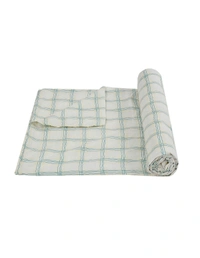 MORADO Glace Cotton Double Duvet Cover/Rajai Cover/Blanket Cover with Zipper (90x100 Inches, Green Checks) - 90x100 Inches, Green