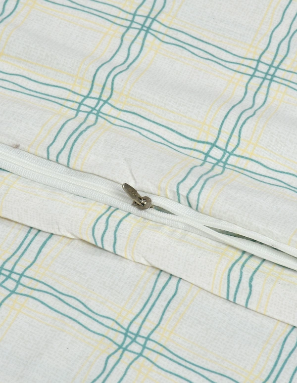 MORADO Glace Cotton Double Duvet Cover/Rajai Cover/Blanket Cover with Zipper (90x100 Inches, Green Checks) - 90x100 Inches, Green