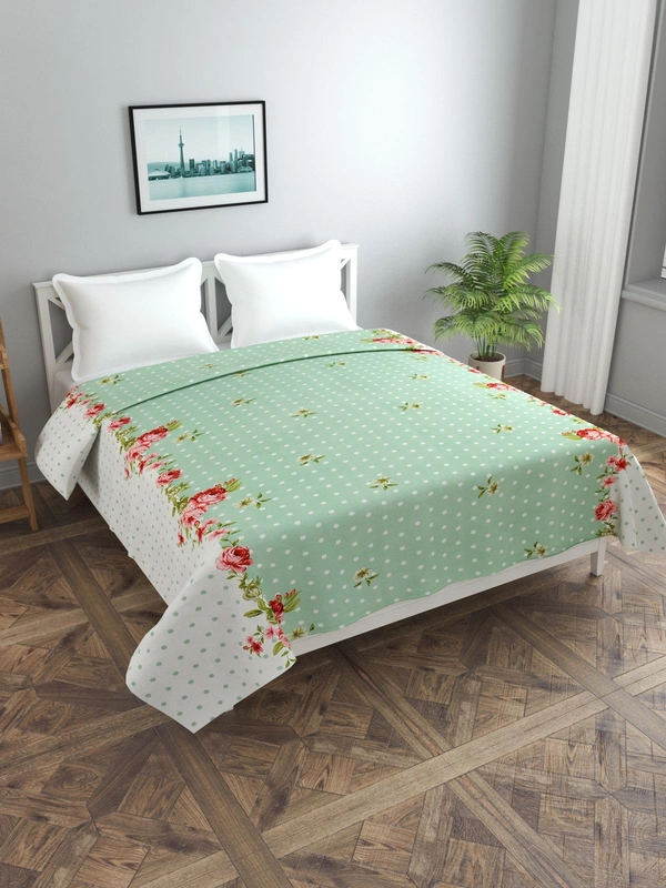 MORADO Glace Cotton Double Duvet Cover/Rajai Cover/Blanket Cover with Zipper (90x100 Inches) - 90x100 Inches, Green