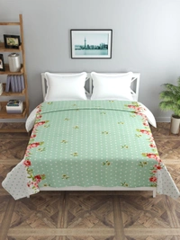 MORADO Glace Cotton Double Duvet Cover/Rajai Cover/Blanket Cover with Zipper (90x100 Inches) - 90x100 Inches, Green