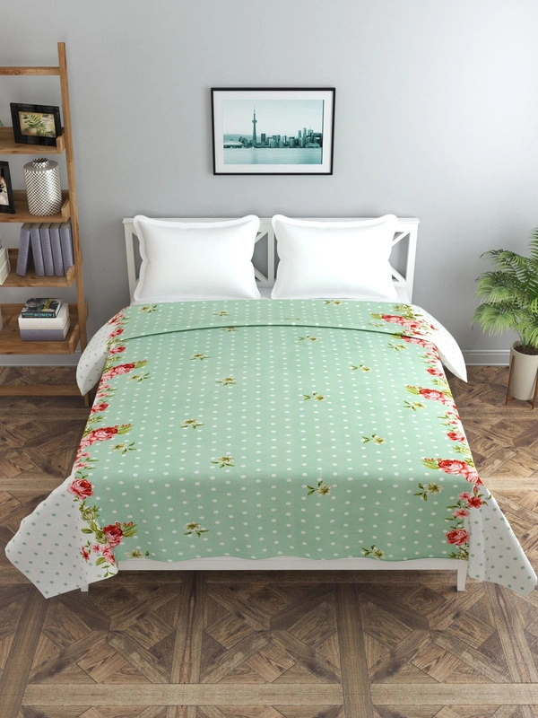 MORADO Glace Cotton Double Duvet Cover/Rajai Cover/Blanket Cover with Zipper (90x100 Inches) - 90x100 Inches, Green