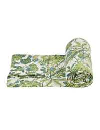 MORADO Glace Cotton Double Duvet Cover/Rajai Cover/Blanket Cover with Zipper (90x100 Inches) - 90x100 Inches, Green