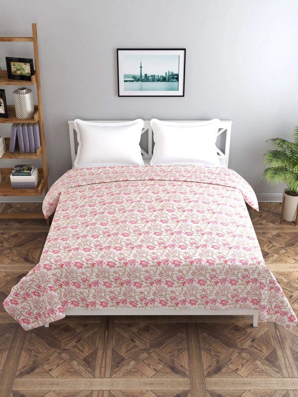 MORADO Glace Cotton Double Duvet Cover/Rajai Cover/Blanket Cover with Zipper (90x100 Inches) - 90x100 Inches, Pink