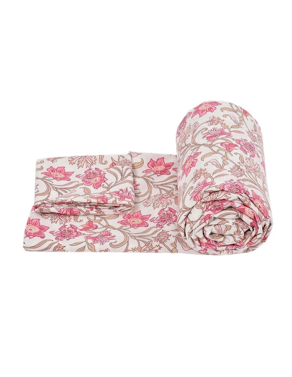 MORADO Glace Cotton Single Duvet Cover/Rajai Cover/Blanket Cover with Zipper (60x90 Inches) - 60x90 Inches, Pink