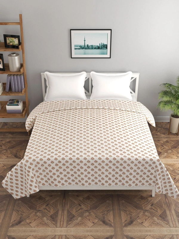 MORADO Glace Cotton Double Duvet Cover/Rajai Cover/Blanket Cover with Zipper (90x100 Inches) - 90x100 Inches, Offwhite