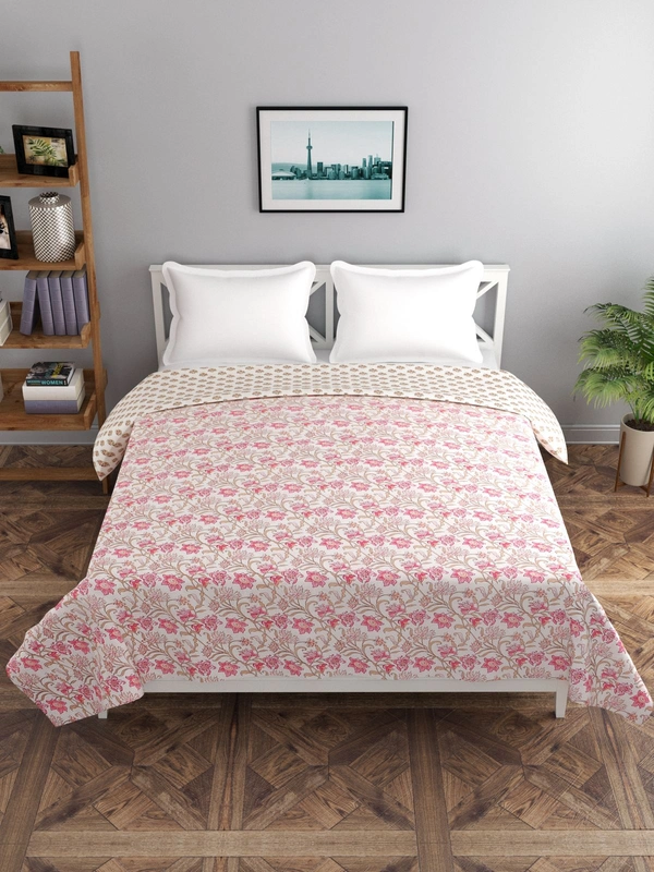 MORADO Glace Cotton Double Duvet Cover/Rajai Cover/Blanket Cover with Zipper (90x100 Inches) - 90x100 Inches, Pink