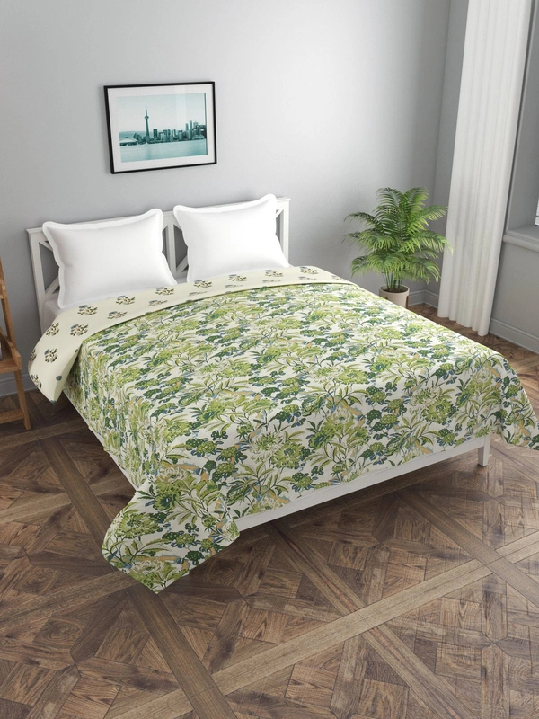 MORADO Glace Cotton Double Duvet Cover/Rajai Cover/Blanket Cover with Zipper (90x100 Inches) - 90x100 Inches, Green