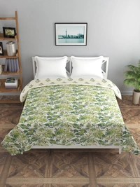 MORADO Glace Cotton Double Duvet Cover/Rajai Cover/Blanket Cover with Zipper (90x100 Inches) - 90x100 Inches, Green