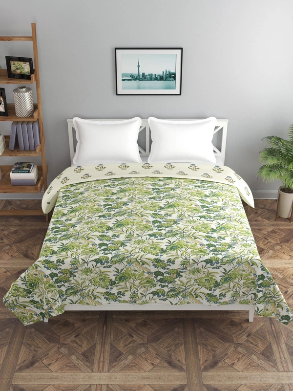 MORADO Glace Cotton Double Duvet Cover/Rajai Cover/Blanket Cover with Zipper (90x100 Inches) - 90x100 Inches, Green