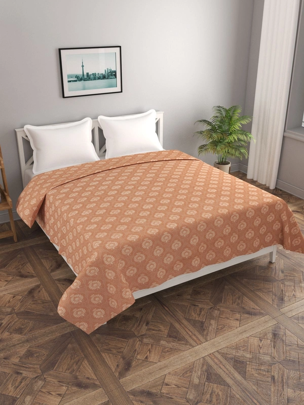 MORADO Glace Cotton Double Duvet Cover/Rajai Cover/Blanket Cover with Zipper (90x100 Inches) - 90x100 Inches, Brown