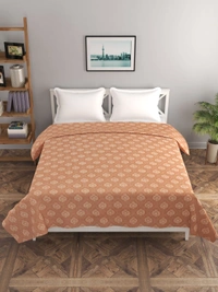 MORADO Glace Cotton Double Duvet Cover/Rajai Cover/Blanket Cover with Zipper (90x100 Inches) - 90x100 Inches, Brown