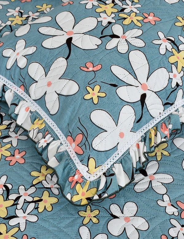 MORADO Glace Cotton Luxury Ultrasonic Printed Lightweight All Season Bedspreads/Quilted Bed Cover With 2 King Size Pillow Covers - (90x100 inches - Grey) - 90x100 Inches, Grey