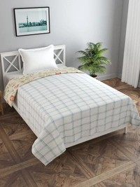 MORADO Glace Cotton Single Bed Size Reversible Duvet Cover/Quilt Cover/Rajai Cover/Blanket Cover with Zipper (60x90 Inches, Cream Green) - 60x90 Inches, Green