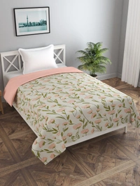 MORADO Glace Cotton Single Bed Size Reversible Duvet Cover/Quilt Cover/Rajai Cover/Blanket Cover with Zipper (60x90 Inches, Peach) - 60x90 Inches, Peach