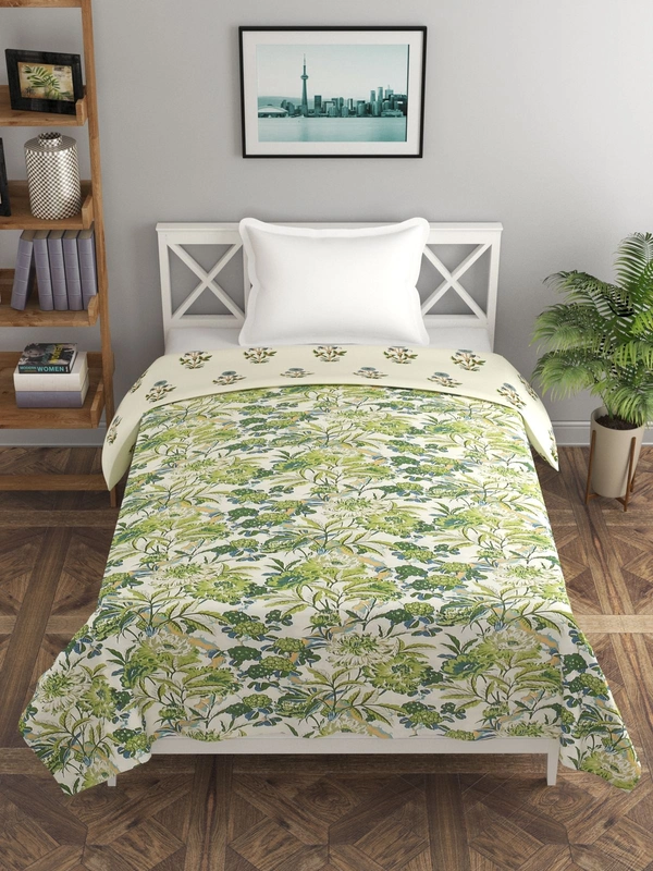 MORADO Glace Cotton Single Duvet Cover/Rajai Cover/Blanket Cover with Zipper (60x90 Inches) - 60x90 Inches, Green