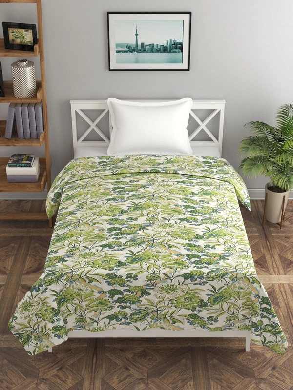 MORADO Glace Cotton Single Duvet Cover/Rajai Cover/Blanket Cover with Zipper (60x90 Inches) - 60x90 Inches, Green