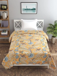 MORADO Glace Cotton Single Duvet Cover/Rajai Cover/Blanket Cover with Zipper (60x90 Inches) - 60x90 Inches, Mustard