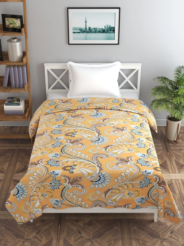 MORADO Glace Cotton Single Duvet Cover/Rajai Cover/Blanket Cover with Zipper (60x90 Inches) - 60x90 Inches, Mustard