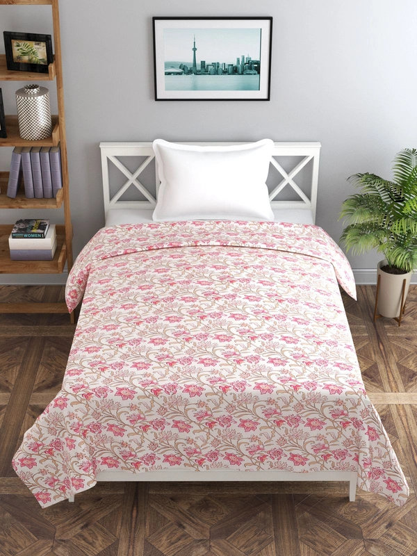 MORADO Glace Cotton Single Duvet Cover/Rajai Cover/Blanket Cover with Zipper (60x90 Inches) - 60x90 Inches, Pink