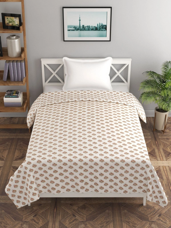 MORADO Glace Cotton Single Duvet Cover/Rajai Cover/Blanket Cover with Zipper (60x90 Inches) - 60x90 Inches, Offwhite