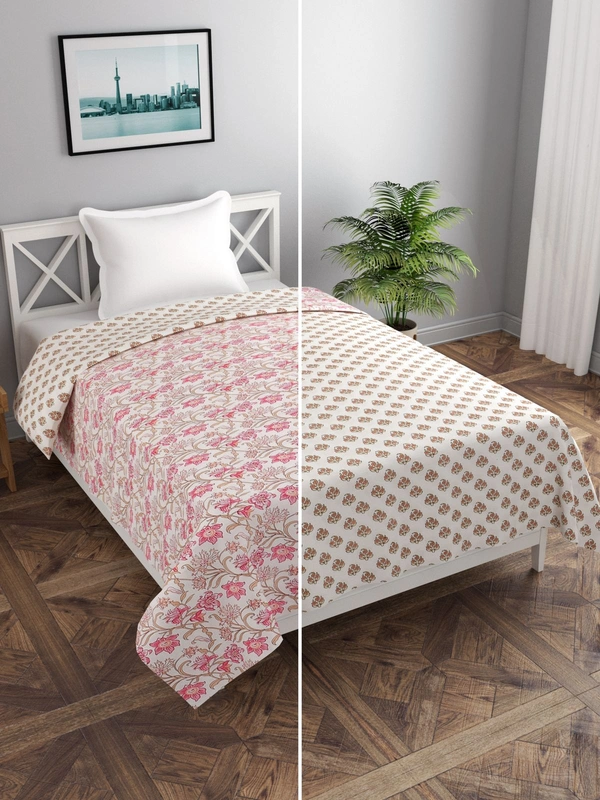 MORADO Glace Cotton Single Duvet Cover/Rajai Cover/Blanket Cover with Zipper (60x90 Inches) - 60x90 Inches, Pink