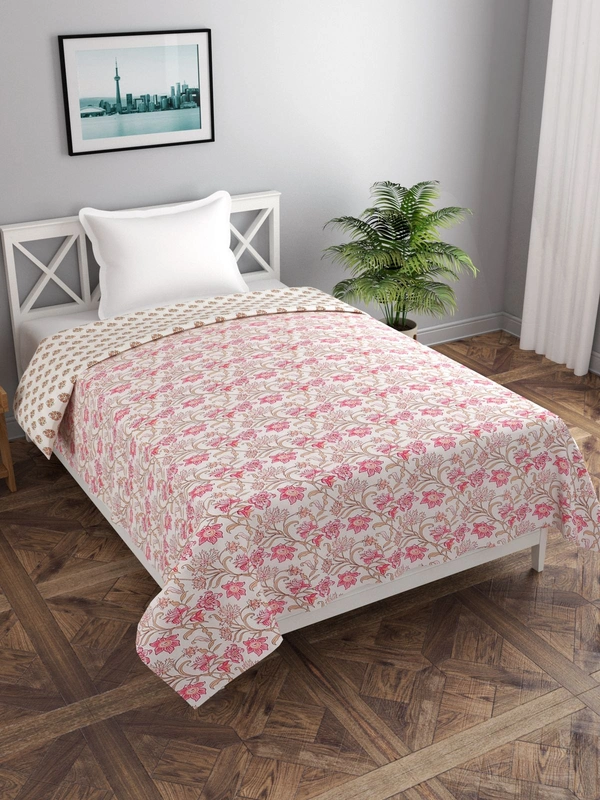 MORADO Glace Cotton Single Duvet Cover/Rajai Cover/Blanket Cover with Zipper (60x90 Inches) - 60x90 Inches, Pink