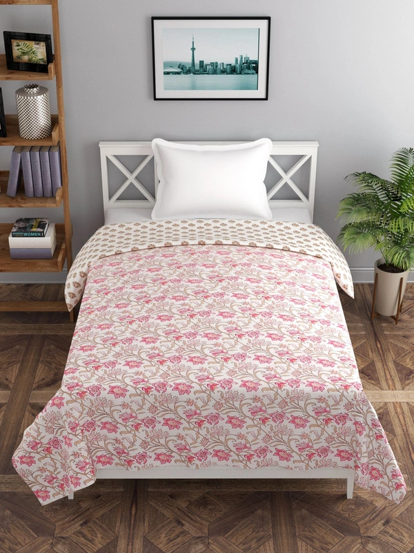 MORADO Glace Cotton Single Duvet Cover/Rajai Cover/Blanket Cover with Zipper (60x90 Inches) - 60x90 Inches, Pink