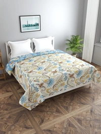 MORADO Glace cotton Double Bed King Size Reversible Quilt Cover/Duvet Cover/Rajai Cover/Blanket Cover with Zipper (60x90 Inches, Blue & White) - 60x90 Inches, Blue