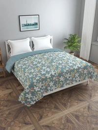 MORADO Glace Cotton 210 TC Double Bed Size Reversible Quilt Cover/Duvet Cover/Rajai Cover/Blanket Cover with Zipper (90x100 Inches) - 90x100 Inches