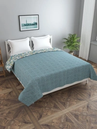 MORADO Glace Cotton 210 TC Double Bed Size Reversible Quilt Cover/Duvet Cover/Rajai Cover/Blanket Cover with Zipper (90x100 Inches) - 90x100 Inches