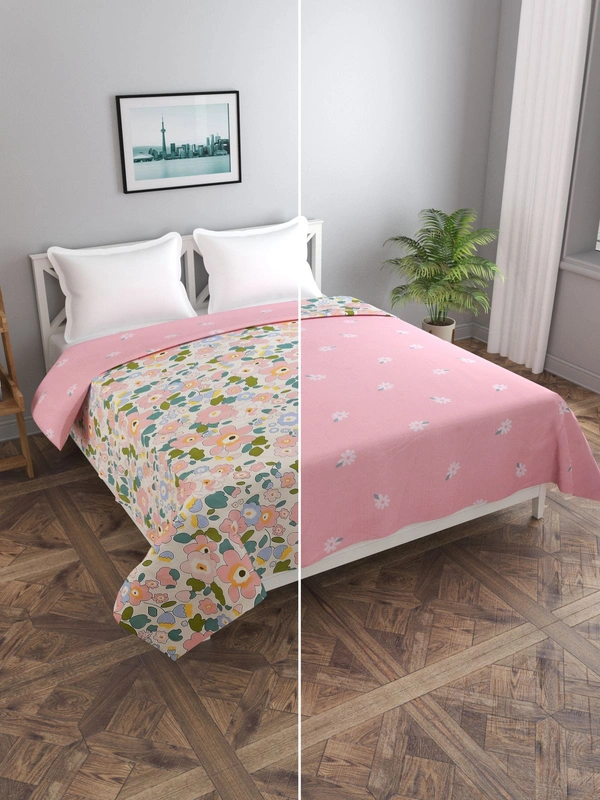 MORADO Glace Cotton 210 TC Double Bed Size Reversible Quilt Cover/Duvet Cover/Rajai Cover/Blanket Cover with Zipper (90x100 Inches) - 90x100 Inches