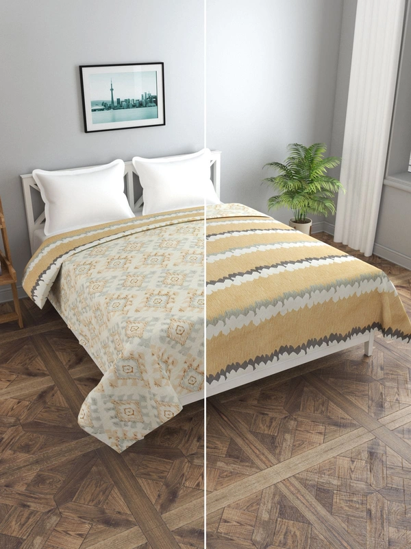 MORADO Glace Cotton 210 TC Double Bed Size Reversible Quilt Cover/Duvet Cover/Rajai Cover/Blanket Cover with Zipper (90x100 Inches) - 90x100 Inches