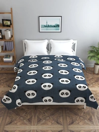 MORADO Glace Cotton Double Bed Quilt Cover / Duvet Cover / Rajai Cover / Blanket Cover with Zipper (90x100 Inches) - Black