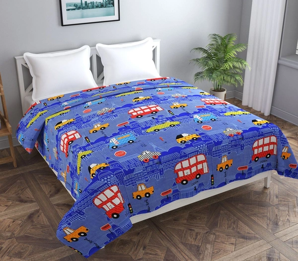 MORADO Glace Cotton Double Bed Quilt Cover / Duvet Cover / Rajai Cover / Blanket Cover with Zipper (90x100 Inches) - Blue