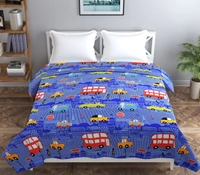 MORADO Glace Cotton Double Bed Quilt Cover / Duvet Cover / Rajai Cover / Blanket Cover with Zipper (90x100 Inches) - Blue