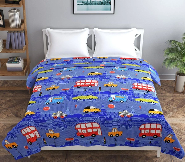 MORADO Glace Cotton Double Bed Quilt Cover / Duvet Cover / Rajai Cover / Blanket Cover with Zipper (90x100 Inches) - Blue