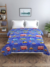 MORADO Glace Cotton Double Bed Quilt Cover / Duvet Cover / Rajai Cover / Blanket Cover with Zipper (90x100 Inches) - Blue