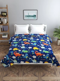 MORADO Glace Cotton Double Bed Quilt Cover / Duvet Cover / Rajai Cover / Blanket Cover with Zipper (90x100 Inches) - Blue