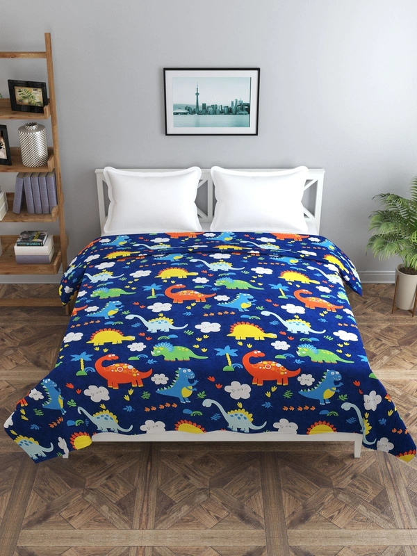 MORADO Glace Cotton Double Bed Quilt Cover / Duvet Cover / Rajai Cover / Blanket Cover with Zipper (90x100 Inches) - Blue